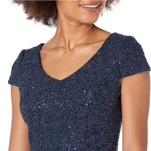 Alex Evenings Women's V Neck Cocktail, Mother of The Bride Dress Sz M